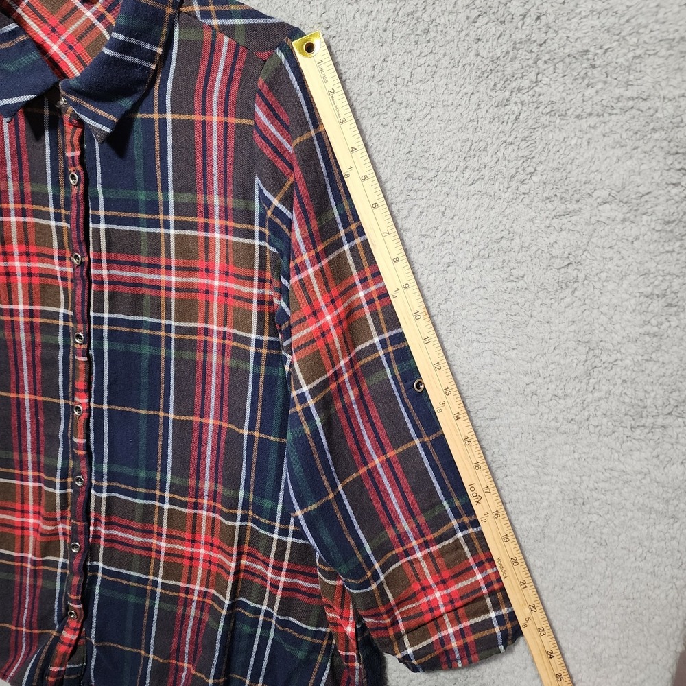 Andree by Unit Womens Flannel Long Sleeve Size 1X Red Blue Button Down Plus Size - Picture 5 of 9